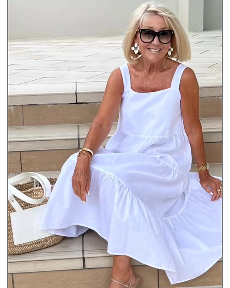 Jenna | Robe maxi décontractée sans manches à volants pour femme