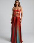 Robe Longue Femme Sans Bretelles – Détail Ajouré et Coupe Évasée