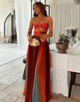 Robe Longue Femme Sans Bretelles – Détail Ajouré et Coupe Évasée