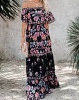 Robe Longue Fleurie Femme Épaules Dénudées – Silhouette Volantée Fluide