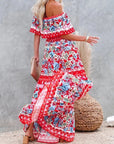 Robe Longue Fleurie Femme Épaules Dénudées – Silhouette Volantée Fluide