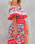 Robe Longue Fleurie Femme Épaules Dénudées – Silhouette Volantée Fluide