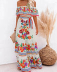 Robe Longue Fleurie Femme Épaules Dénudées – Silhouette Volantée Fluide