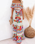 Robe Longue Fleurie Femme Épaules Dénudées – Silhouette Volantée Fluide