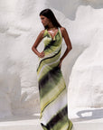 Robe Longue Femme – Décolleté Cascade & Dos Nu Halter