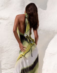 Robe Longue Femme – Décolleté Cascade & Dos Nu Halter