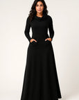 Robe Longue Femme Col Roulé Manches Longues – Silhouette Fluide