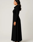 Robe Longue Femme Col Roulé Manches Longues – Silhouette Fluide
