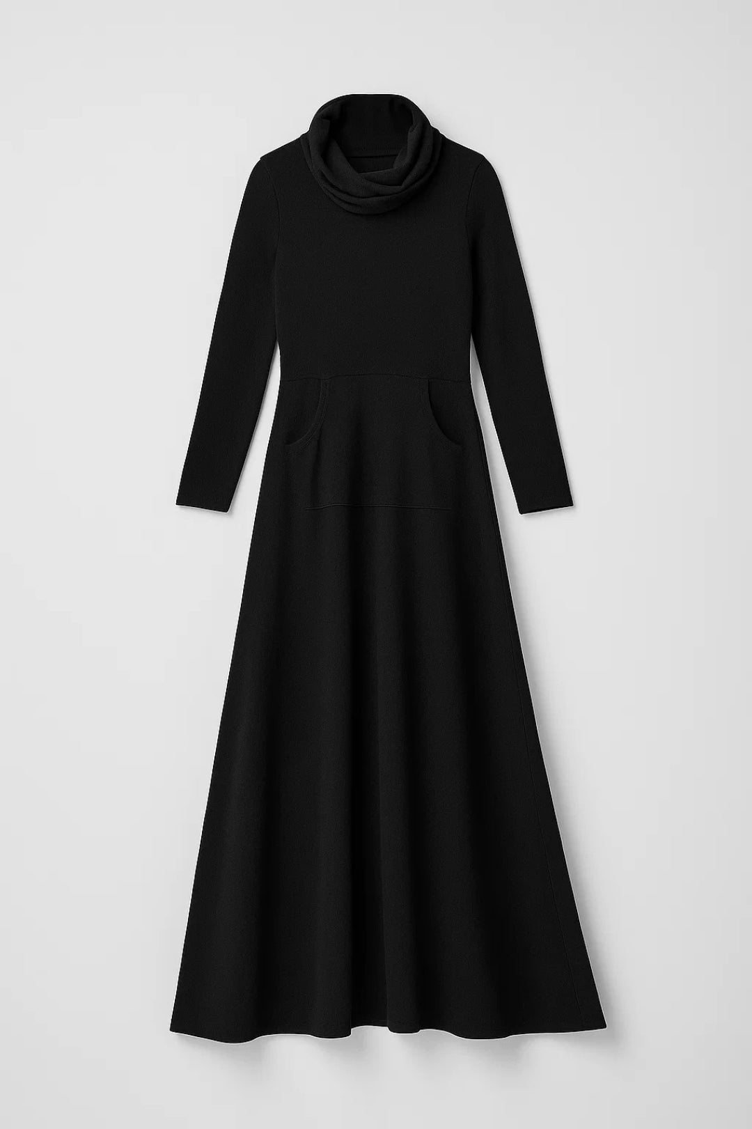 Robe Longue Femme Col Roulé Manches Longues – Silhouette Fluide