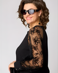 Robe Midi Femme à Manches en Dentelle – Coupe A-Line Décontractée