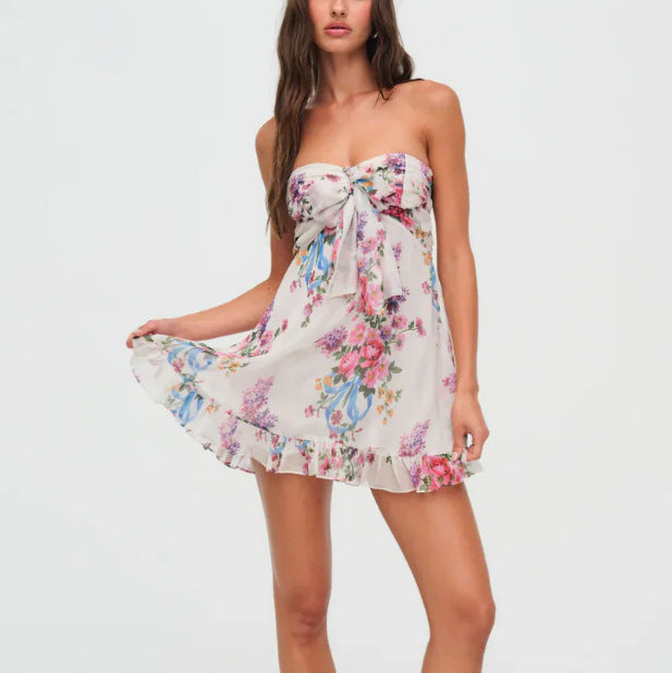 Robe Mini Femme en tissu léger, à volants, coupe confortable – Menvelo