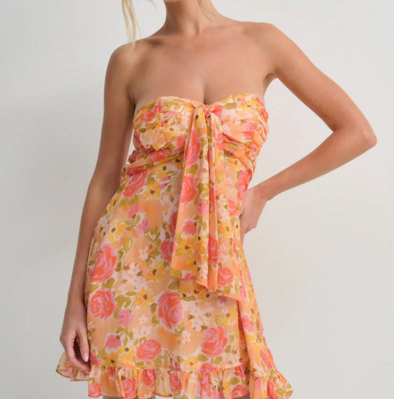 Robe Mini Femme en tissu léger, à volants, coupe confortable – Menvelo