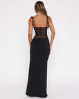 Robe Maxi à Empiècements en Dentelle Femme – Sans Manches Coupe Ajustée Évasée