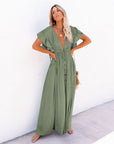 Robe Maxi Bohème Femme en Tissu Léger – Style Boutonné à Taille Coulissante