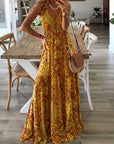 Robe Maxi Bohème Femme en Tissu Léger – Silhouette Fluide Taille Haute à Col V
