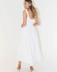 Robe midi femme col carré – coupe évasée sans manches