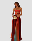 Robe longue dos nu femme en satin – laçage