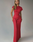 Robe Maxi Femme Encolure Asymétrique – Dos à Lacets Coupe Slim
