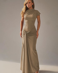 Robe Maxi Femme Encolure Asymétrique – Dos à Lacets Coupe Slim