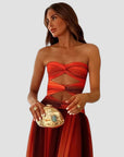 Robe longue dos nu femme en satin – laçage