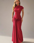 Robe Maxi Femme Encolure Asymétrique – Dos à Lacets Coupe Slim
