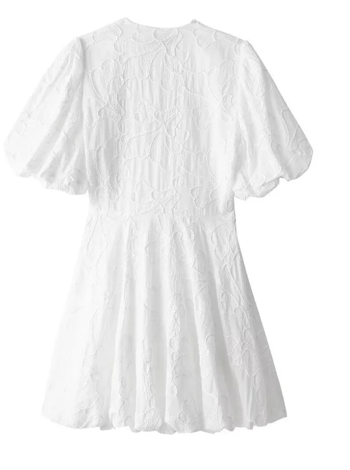 Robe Mini Femme en coton, manches bouffantes, coupe moulante – Menvelo