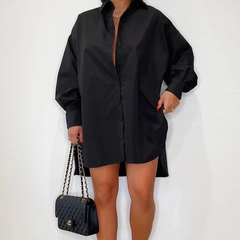 Robe Mini Femme en tissu léger, style chemise, coupe fluide – Menvelo