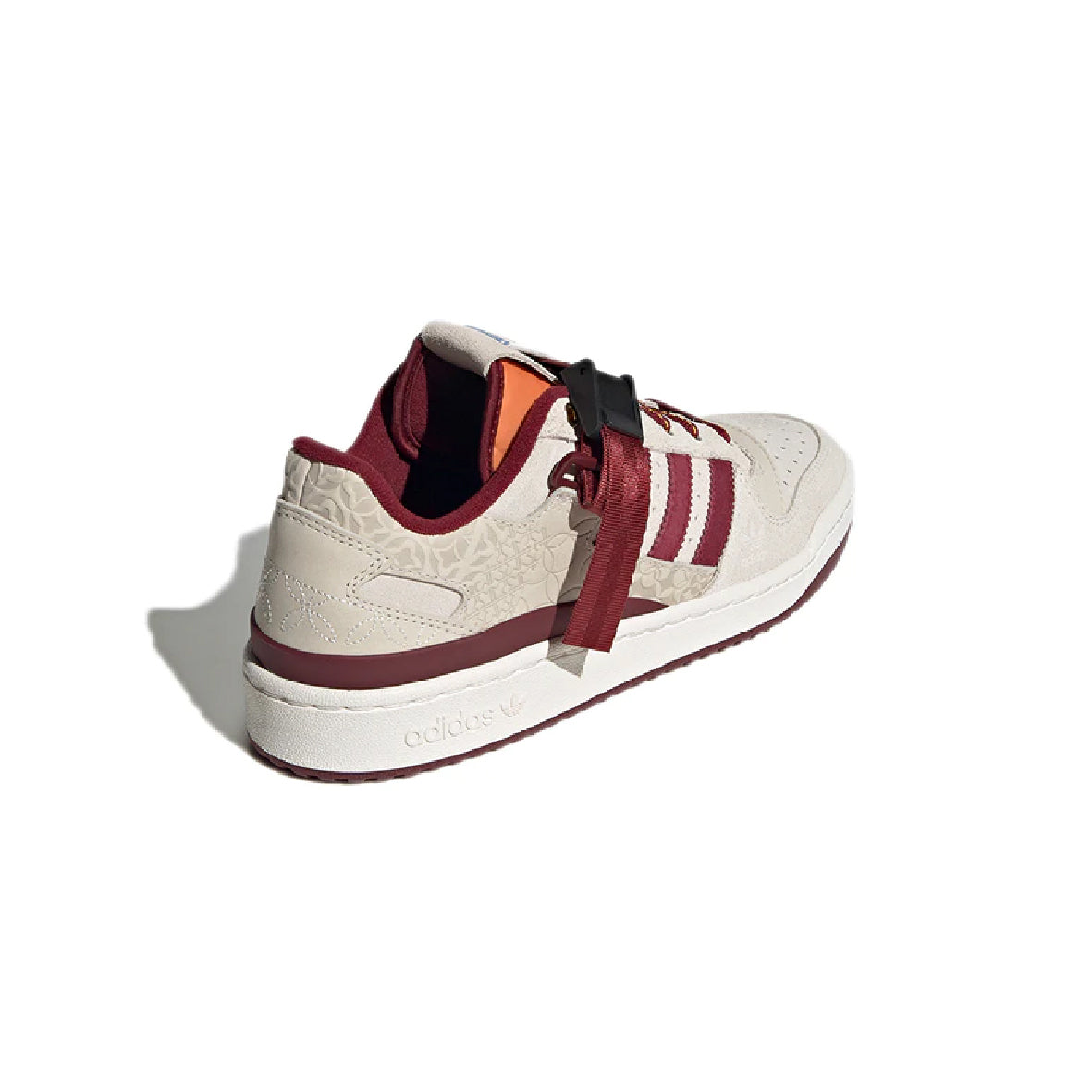 Adidas Forum Low Chalk Burgundy baskets basses homme et femme en cuir blanc cassé bordeaux, vue arrière