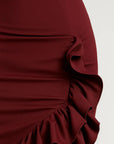 Robe Longue Femme sans Bretelles – Volants et Coupe Gainante