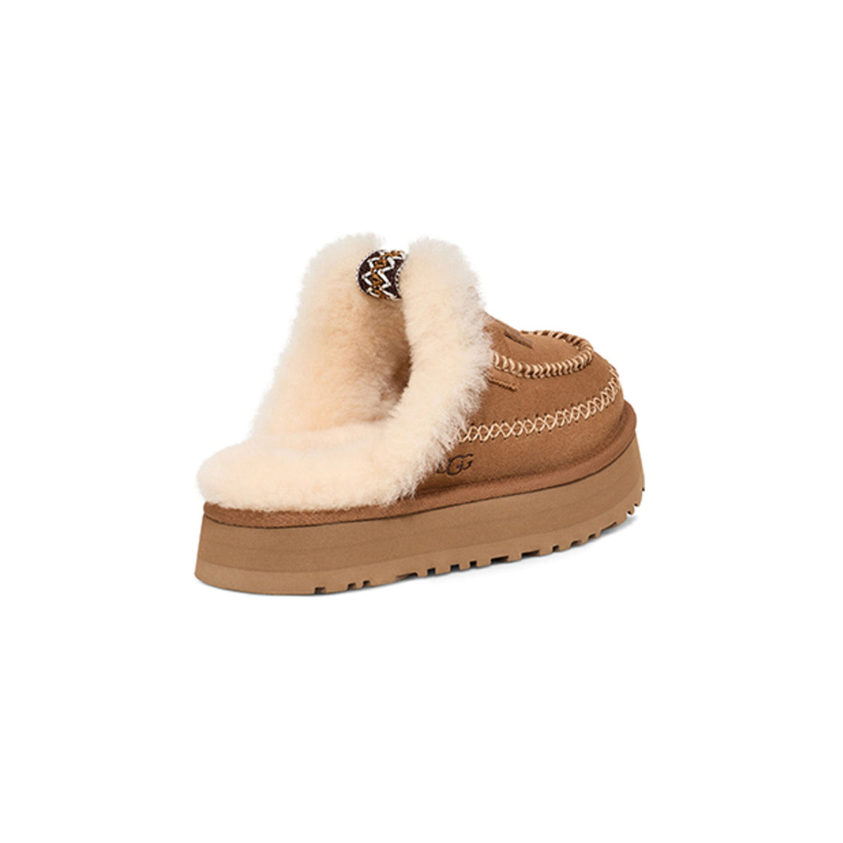 UGG Disquette Alpine Chestnut sabots fourrés femme en daim et peau de mouton marron chestnut, détail semelle