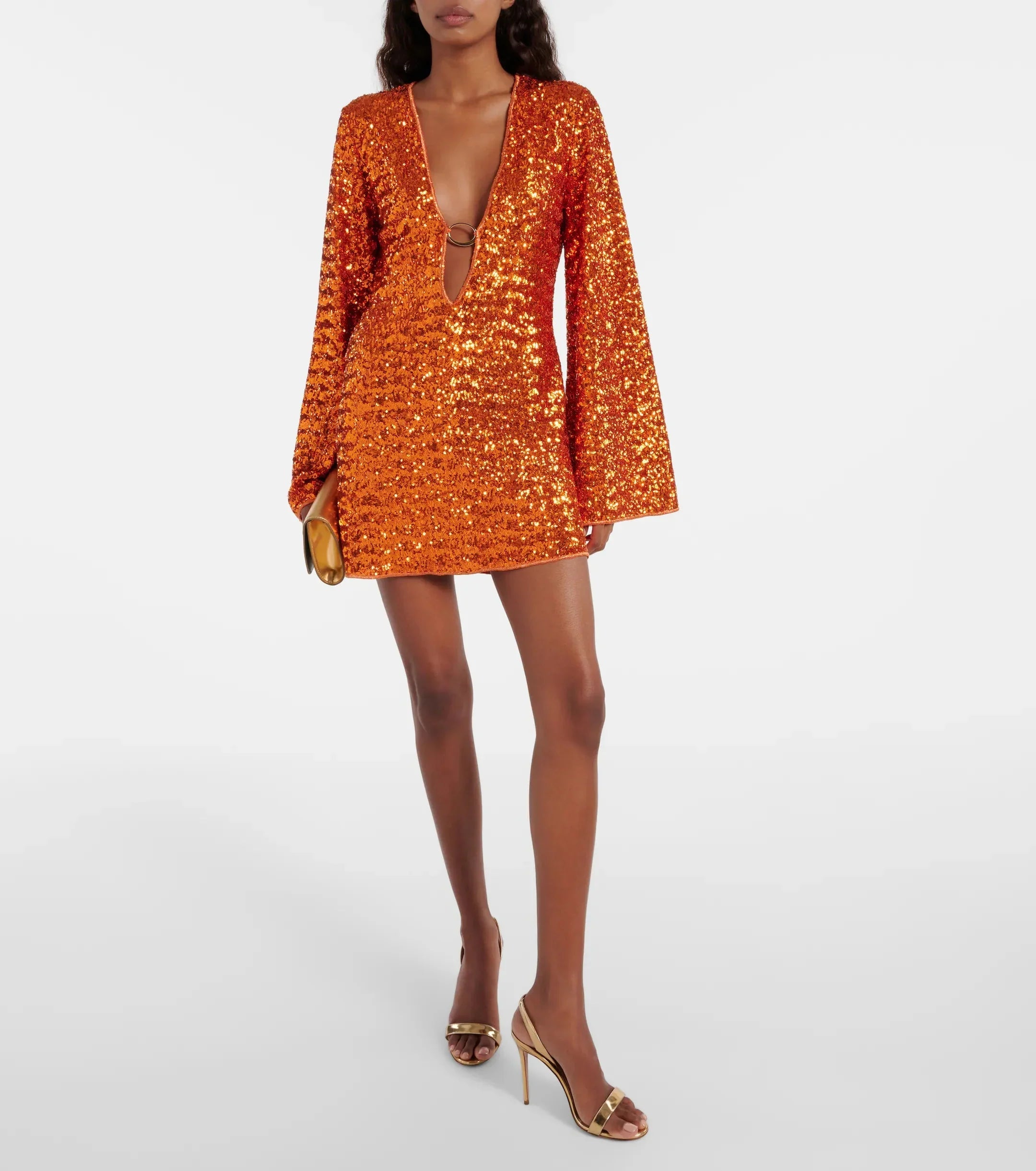 Robe Mini Femme en tissu léger, col V, coupe moulante – Menvelo