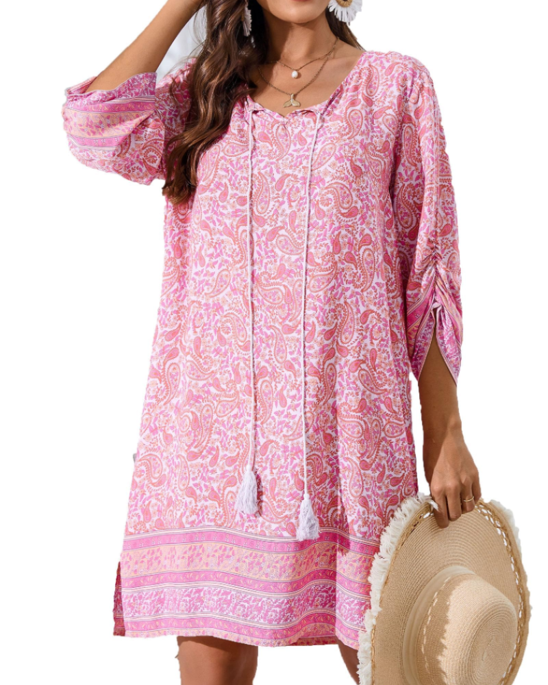 Robe Mini Femme en tissu léger, fleurie, coupe fluide – Menvelo