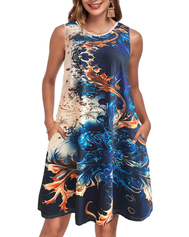 Robe Mini Femme en tissu léger, avec poches, coupe ample – Menvelo