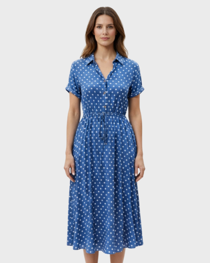 Robe Midi Femme en tissu léger, boutonnée, coupe confortable – Menvelo