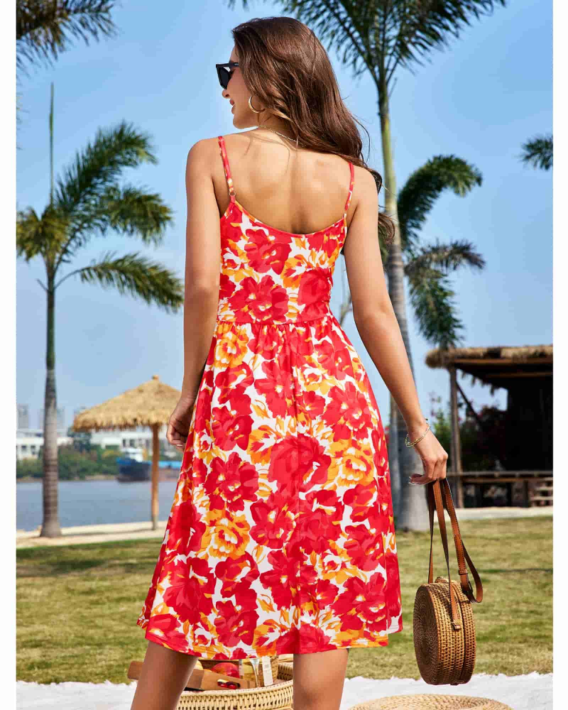 Robe Midi Femme en tissu léger, col V, coupe confortable – Menvelo