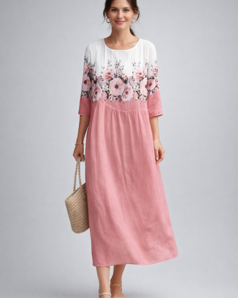 Robe Midi Femme en coton, fleurie, coupe confortable – Menvelo