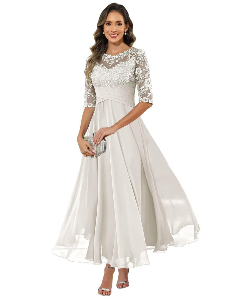 Robe Midi Femme en dentelle, coupe A-line, coupe fluide – Menvelo