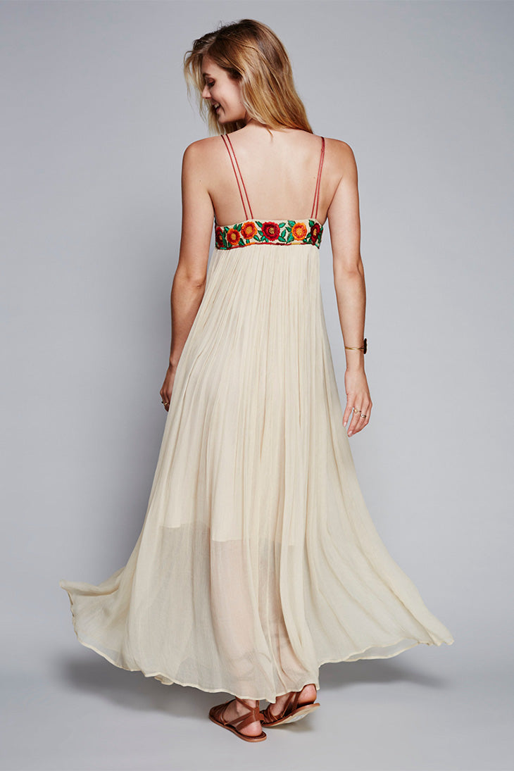 Robe longue crème pour femme