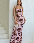 Robe Maxi Bodycon Fleurie Femme – Silhouette Ajustée à Ourlet Évasé