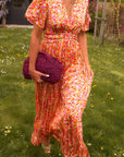 Robe Maxi Fleurie Femme à Col V – Détail Taille Fluide Élastique