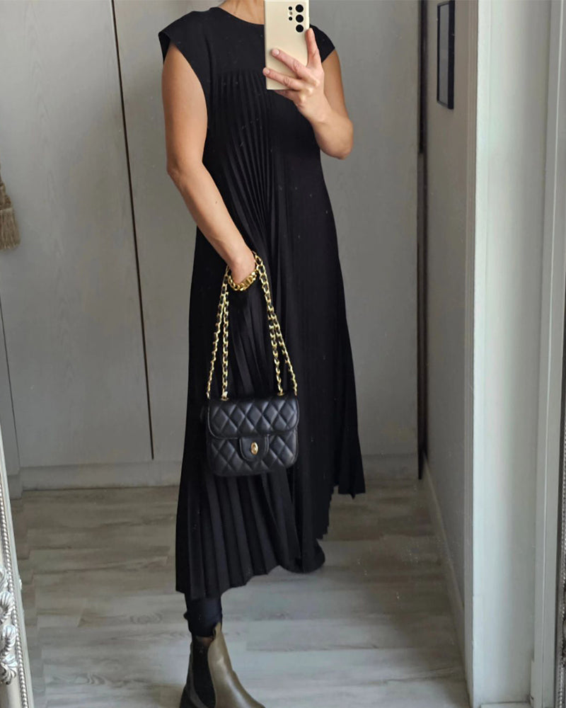 Robe maxi fluide plissée pour femmes, idéale pour les cocktails