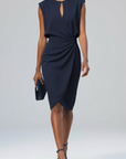 Robe Cocktail Midi Femme Légère – Taille Froncée Encolure Goutte
