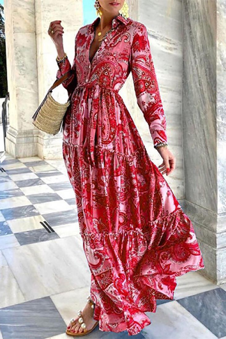 Robe longue maxi à manches longues pour femme