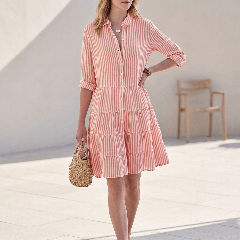 Robe Mini Femme en tissu léger, à volants, coupe fluide – Menvelo