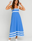 Robe Maxi Femme à Détails Vagues – Coupe Fluide et Décontractée