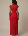 Robe Maxi Maille Femme – Col Montant Coupe Près du Corps Évasée