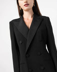 Robe Longue Femme Style Blazer – Col Cranté Croisé Coupe Colonne