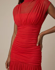 Robe Maxi Maille Femme – Col Montant Coupe Près du Corps Évasée