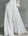 Robe Longue Femme Plissée – Légère Manches Longues Coupe A-Line Ourlet Évasé