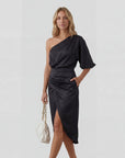 Robe de Soirée Femme Asymétrique à Une Épaule – Coupe Slim Midi Fendue | Mélange de Coton